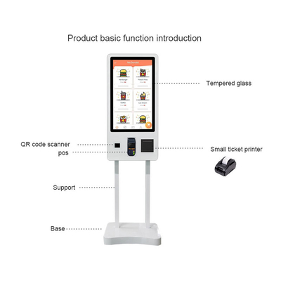 White Self Ordering Kiosk Bill Płatności Akceptor gotówki Maszyna biletowa
